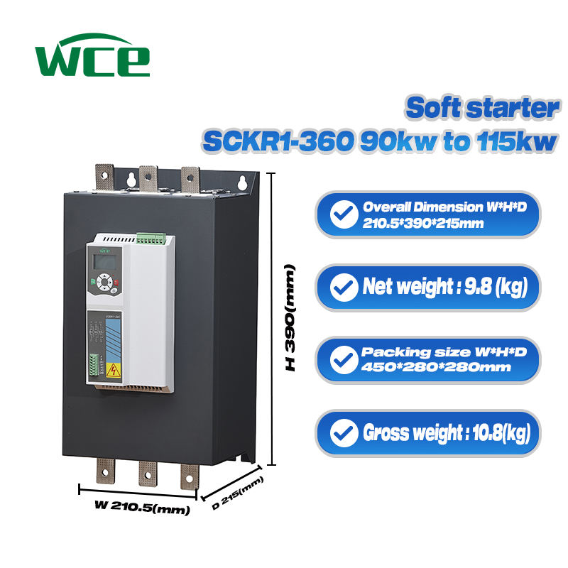 220V 380V 3 Phase Motor Soft Starter Online Type 90KW 115KW High-Power AC Motors Triple Output No Bypass Contactor