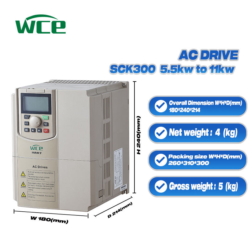 Durable 5.5KW 7.5KW 11KW AC Motor Drive VFD Inverter 3-Phase Frequency Converter with 220V 380V-440V Power Supply
