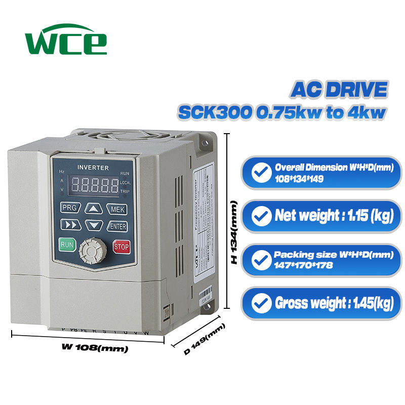 Efficient 0.75KW to 5.5KW AC Drive VFD Inverter 3-Phase 220V-440V Motor Speed Control Frequency Converter