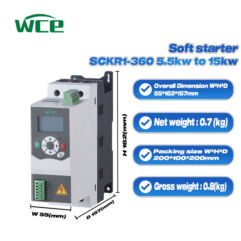 AC Motor Soft Starter 5.5KW 7.5KW 11KW 15KW 220V 380V 3 Phase, Efficient Motor Drive With No Bypass Contactor