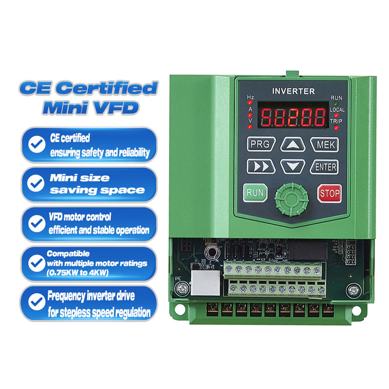 High Quality CE Certified Mini VFD Motor Controller 3 Phase 380V AC Variable Frequency Drive Power Range From 0.75KW to 4KW