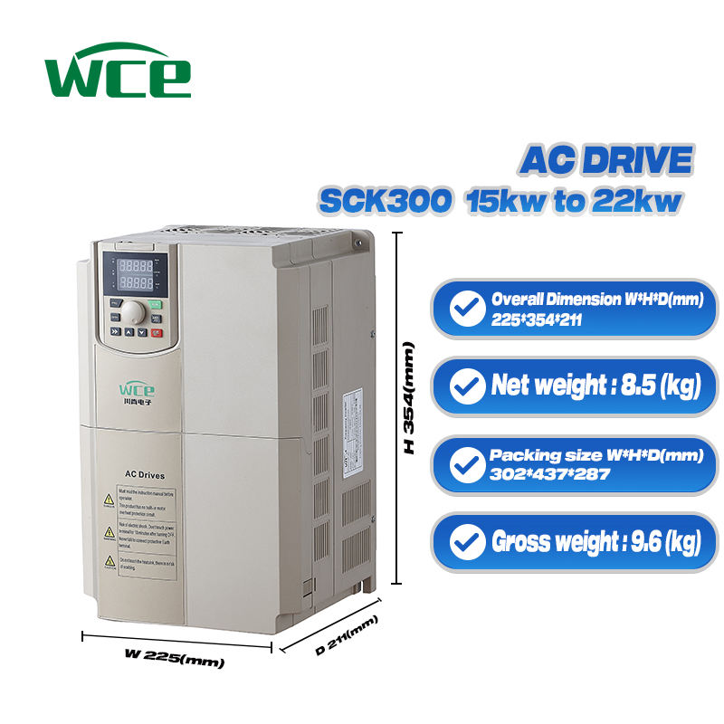 High Performance 15KW 18.5KW 22KW Variable Frequency Inverter 3-Phase AC Motor Drive with 220V-380V-440V Speed Controller