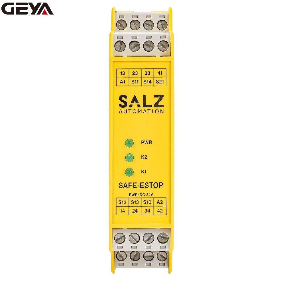 GEYA SAFE-ESTOP Factory Direct Manufacturer DC 24 V +/- 10 % Durable High Quality 220v Prices Protective Safety Relays