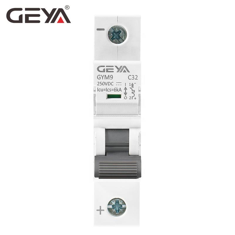 GEYA 63A 250V 500V 750V 1000V 6kA Solar PV System Single Phase GYM9 DC MCB Miniature Circuit Breaker