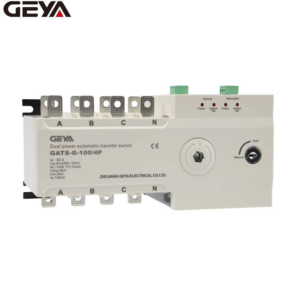 GEYA 690v 800v 8kv AC400V 8KA 17KA 26KA 67.5KA Generator Dual Power Automatic Transfer Switch 4P 400V 100A ATS