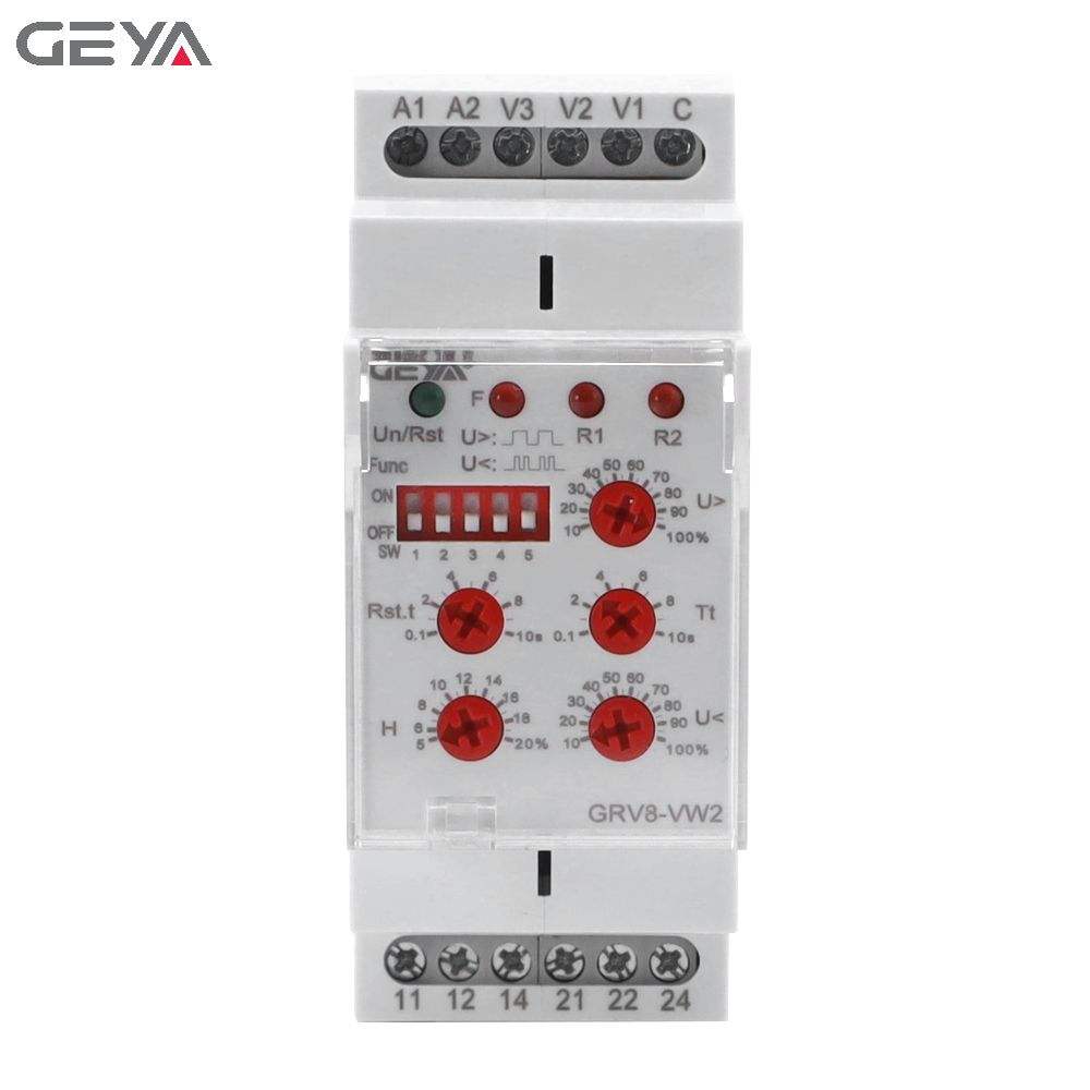 GEYA GRV8-VW2 Monitoring Voltage Relay 24v Voltage Frequency protection Single Phase Isolation Monitoringg Type AC/DC 15V-600V