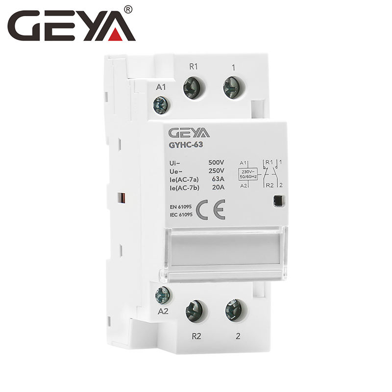 GEYA Automatic Household Contactor Modular AC Rail Mounted 220V 63A 2P 1NO1NC
