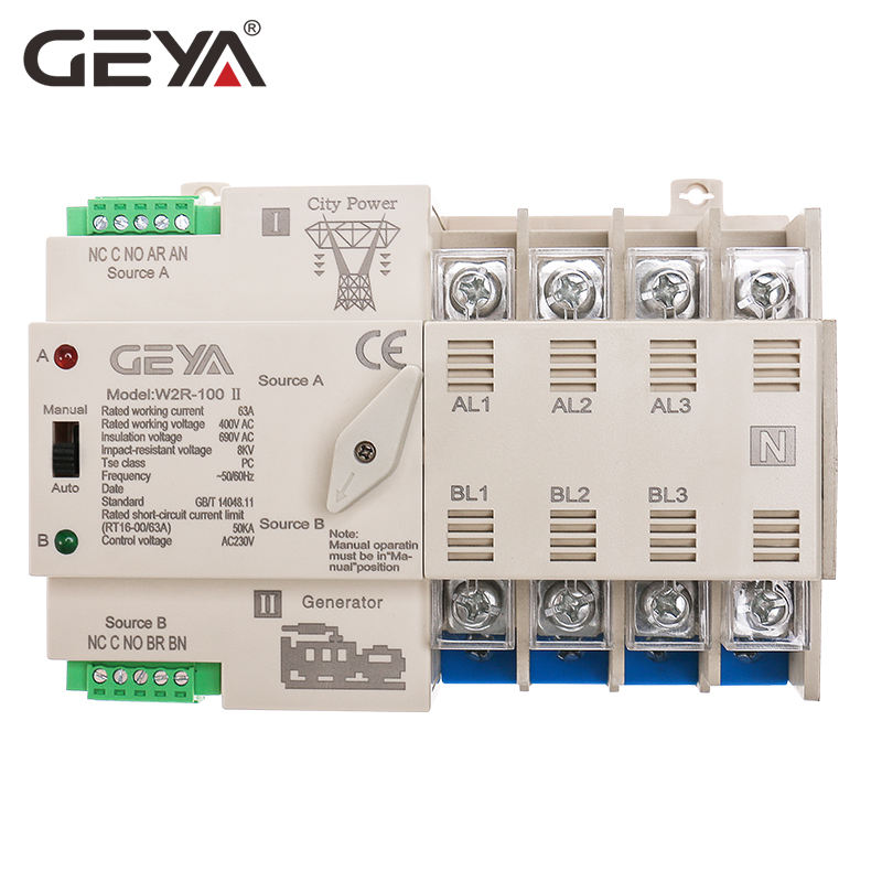 GEYA Din Switch 4P 50A ATS Automatic Transfer Switch Modular Type ATS AC Changeover Switches Manufacturer Price