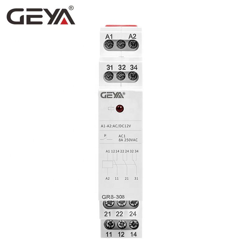 GEYA GR8-308 Online Shopping Intermediate Relay Auxiliary Relay Factory Price DC12V 24V 48V 110V 230V Relay