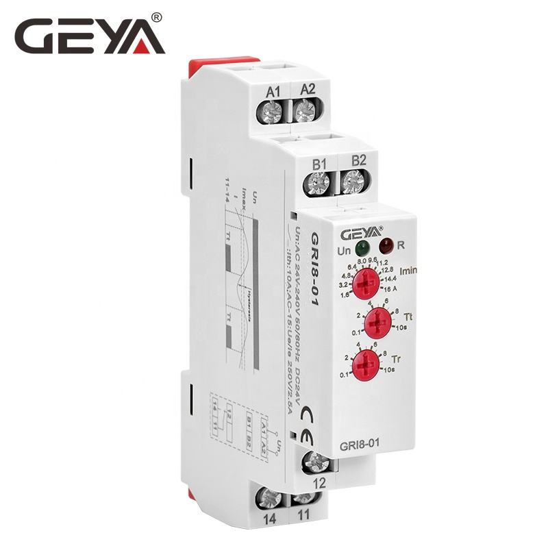 GEYA GRI8-01 Single Phase Current Monitoring Relay Over Current Protective Relays DC24V or AC24V-240V