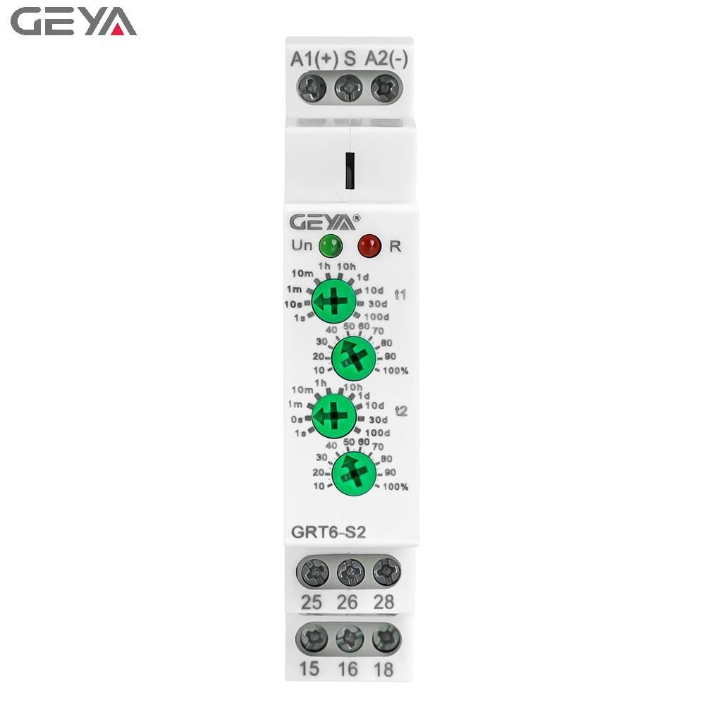 GEYA GRT6-S2 AC/DC24V~240V Asymmetrical Flasher Modular Time Relay Light Control Relay for Intelligent Control