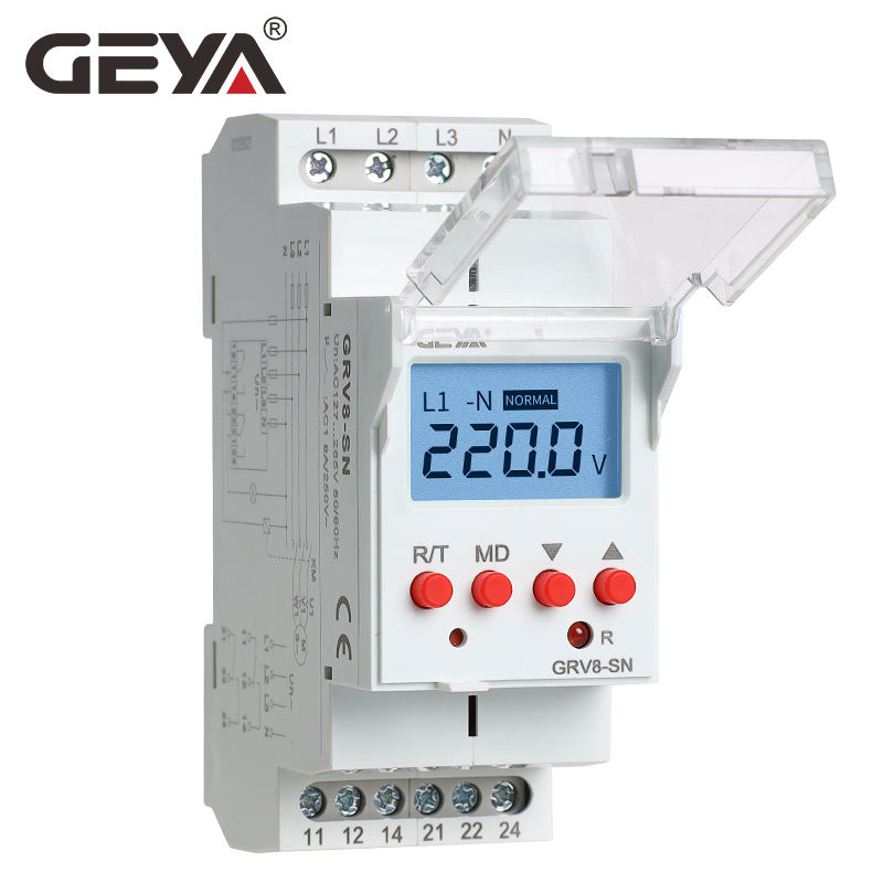 GEYA GRV8-SP SN  8A 70V-650V Over Voltage Under Voltage Protector Device LCD Digital Adjustable Voltage Relay