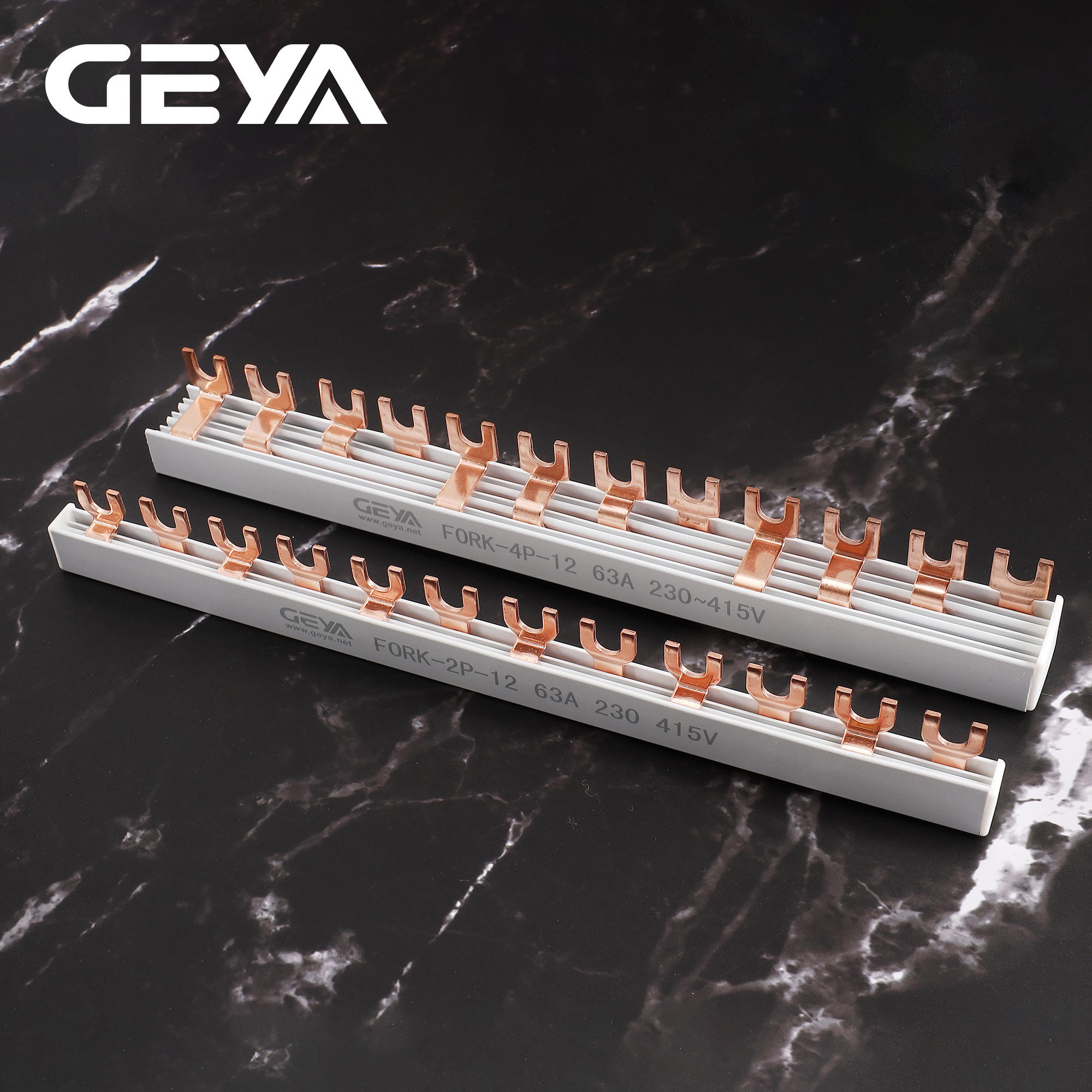 GEYA 1P 2P 3P 4P Pin 63A U Type Fork Type Mcb Electric Copper Busbar for Distribution Box Mounting