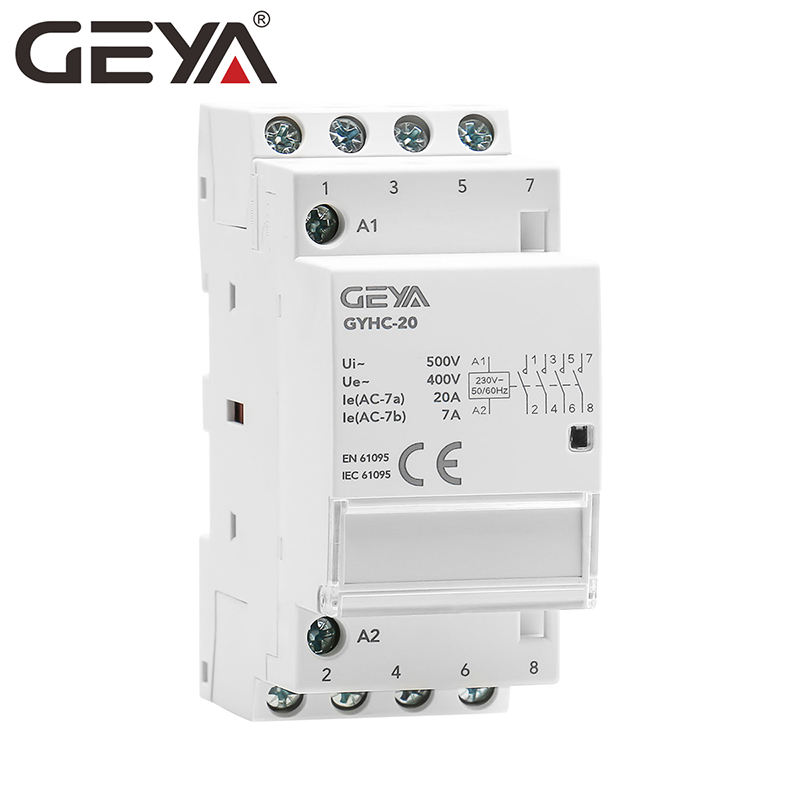 GEYA Contactor Household AC 4P 4NO 20A Rail Mount Low Voltage AC Modular Contactor