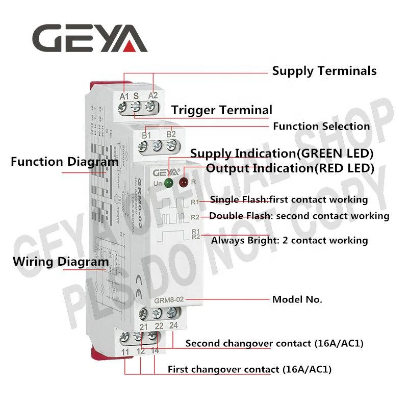 GEYA GRM8 Din Rail Memory Relay with CE CB ROHS Certificate AC DC12V-240V Mechanical Latching Relay