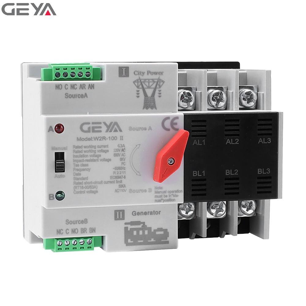 GEYA Generator Wenzhou China 63amp ATS Automatic Transfer Switch Dual Power Changeover Switch 3Phase