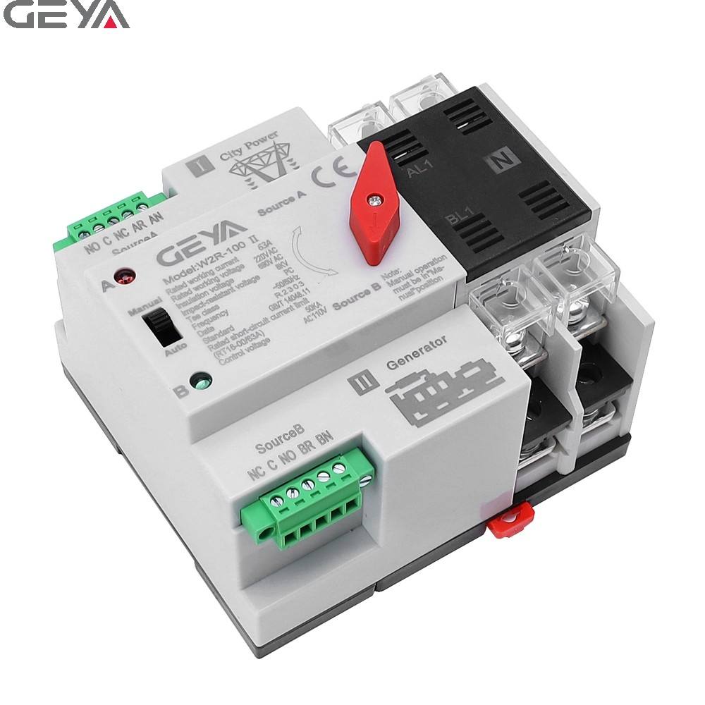 GEYA Generator Electrical BEST Seller W2R-100 Change Over Switch Automatic 2P 3P 4P 40A 50A 63A 100A ATS OEMS Factory