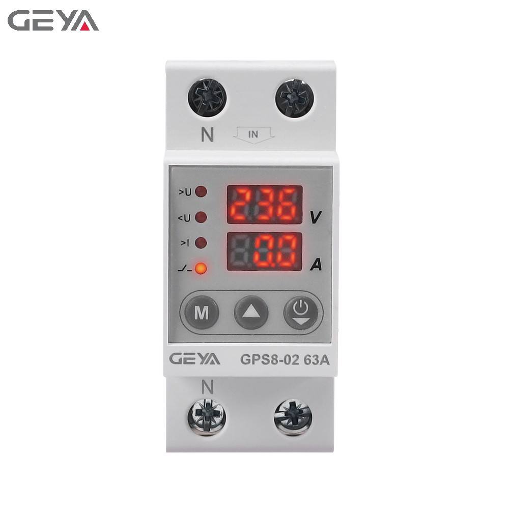 GEYA GPS8-02 63A 220VAC Adjustable Digital Voltage Protector Over Under Voltage Over Current Protection