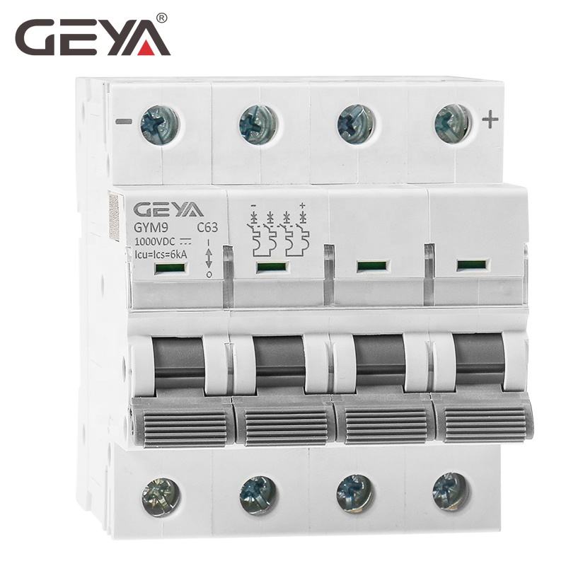 GEYA Solar PV System MCB GYM9 DC 6KA 4P 250V 500V 750V 1000V Mini Circuit Breaker