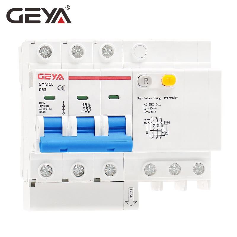 GEYA DPNLE RCD RCBO 3P 63A 30mA 100mA RCBO Earth Leakage Breaker with Overcurrent Protection RCBO 300mA