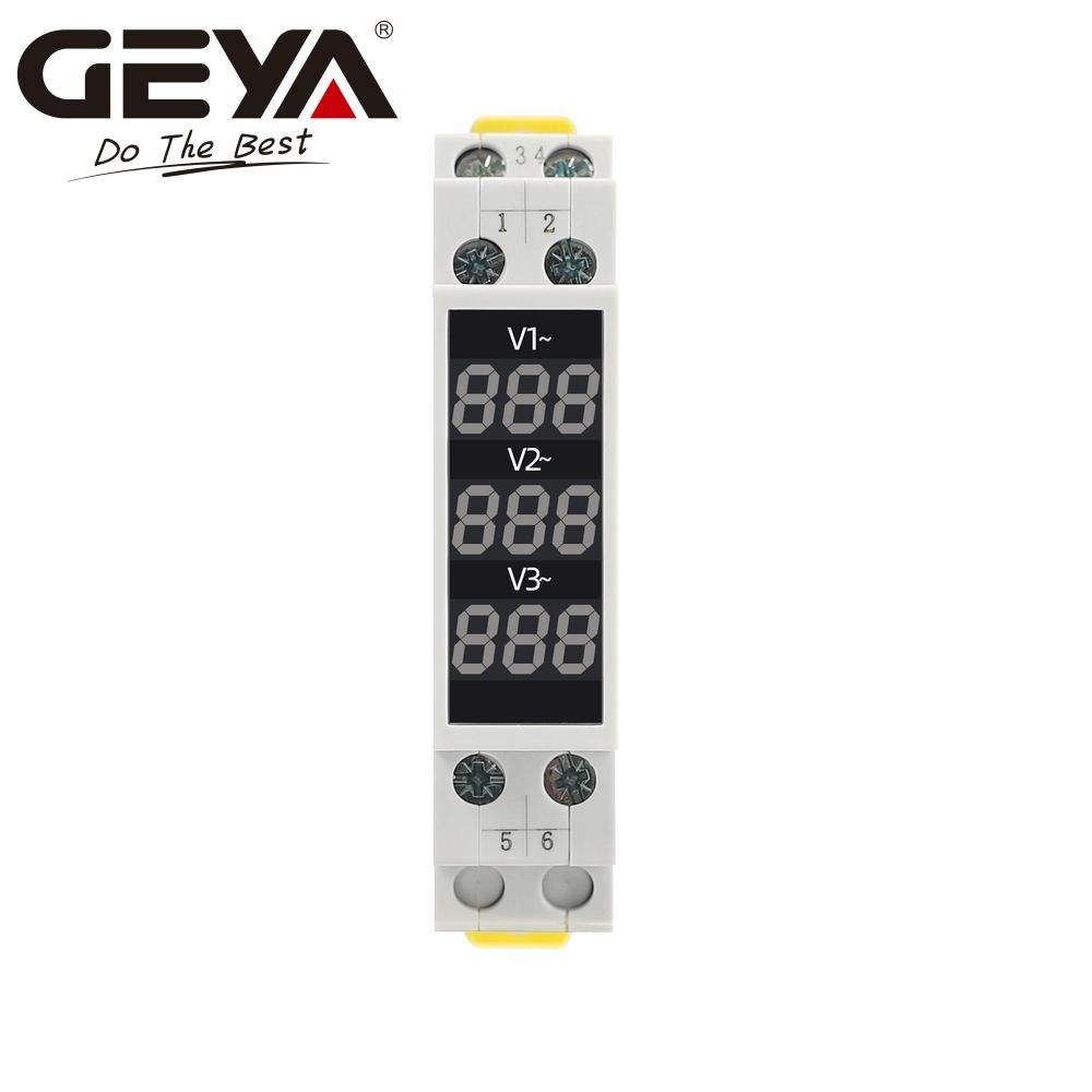 GYEA NV-3P 80-500V AC Three Phase Voltmeter Voltage Din Rail Display Power Meter