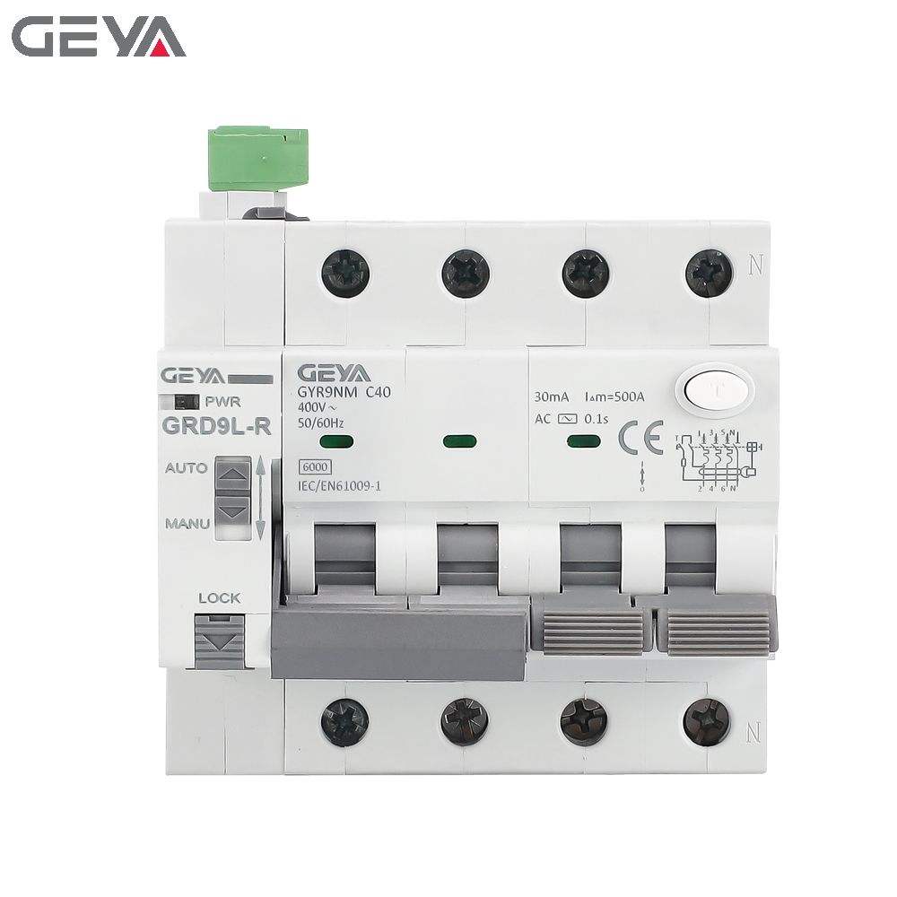 GEYA NEW GRD9L-C/D/R+GYR9NM-4P 32-40A AC 30/100/300mA AC Auto Automatic Recloser Mcb Function RCBO 4p Rcbo Circuit Breaker