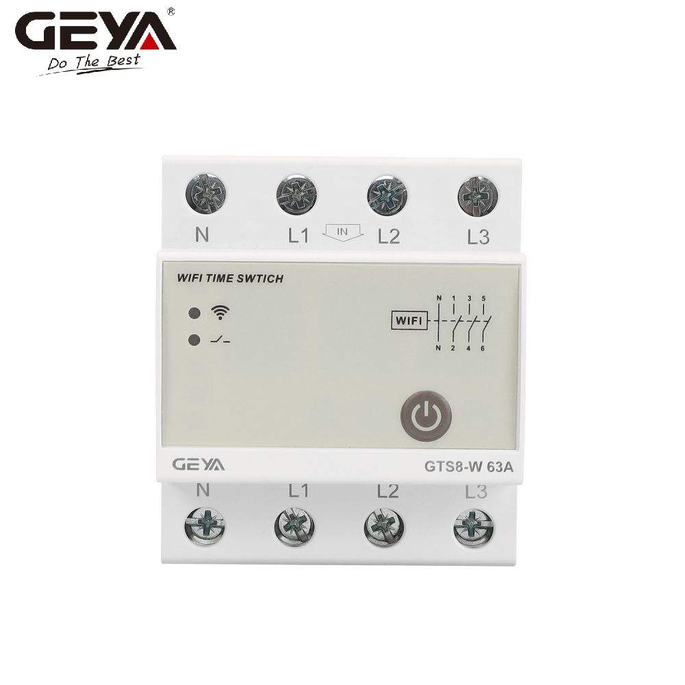 GEYA GTS8-W 4P 63A CE Din Rail 220V AC Approval Daily WiFi Programmable Digital Timer Switch Day Timer Switch Programmable Timer