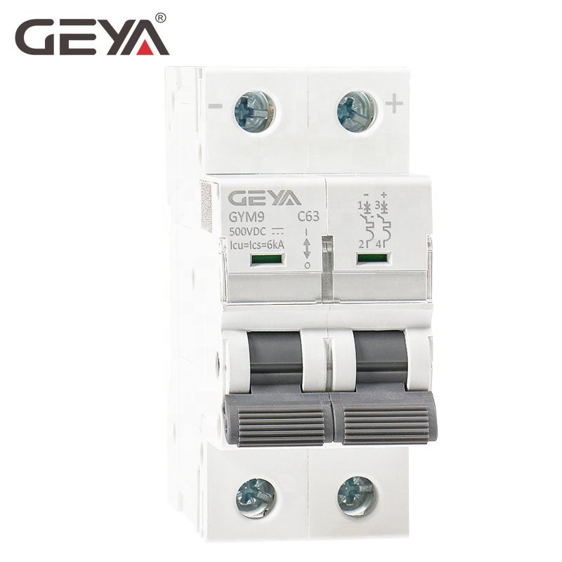 GEYA Factory Price for GYM9 2p Dc 1000v Solar Mini Circuit Breaker MCB 6kA 50/60 Hz Solar PV System Miniature Circuit Breaker
