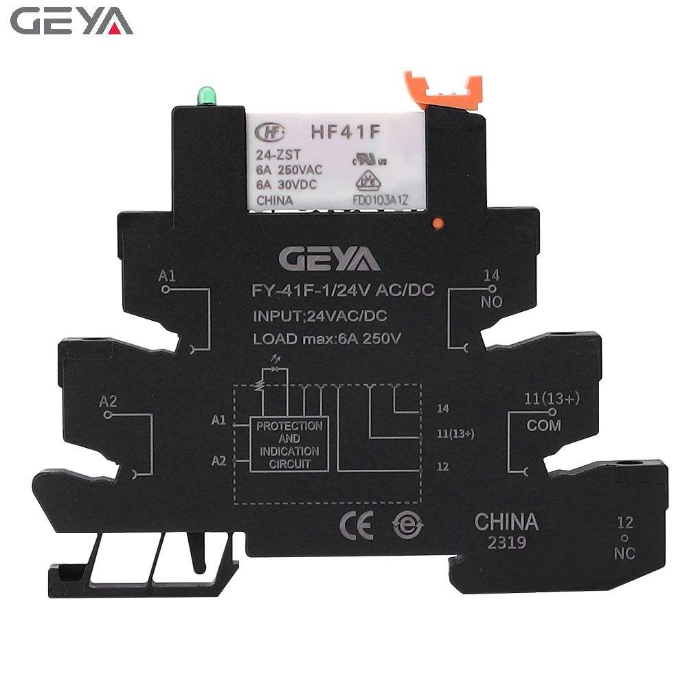 GEYA FY-41F-1 Slim PLC Relay 1 Channel Relay Module 12V 24V AC DC Relay Board Electronic