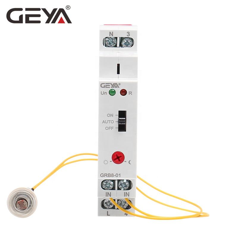 GEYA GRB8-01 Twilight Switch AC110V-240V Street Light Sensor Din Rail Modular Relay 16A Automatic Switching Relay