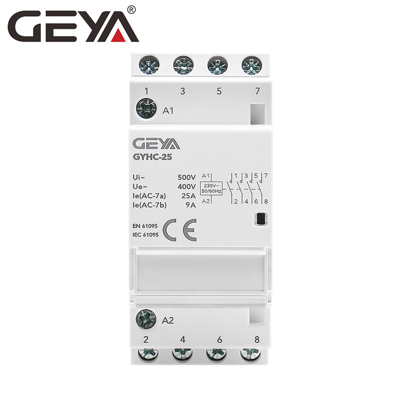 GEYA AC Household Contactor Rail Mounted Modular Contactor 25A 4P 2NO2NC 220V 50/60HZ