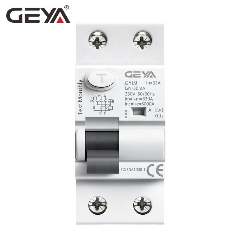 GEYA GYL9 10KA Series 10mA 30mA 100mA 300mA 1P+N 2P RCCB ELCB RCBO Good Quality Manufacturer