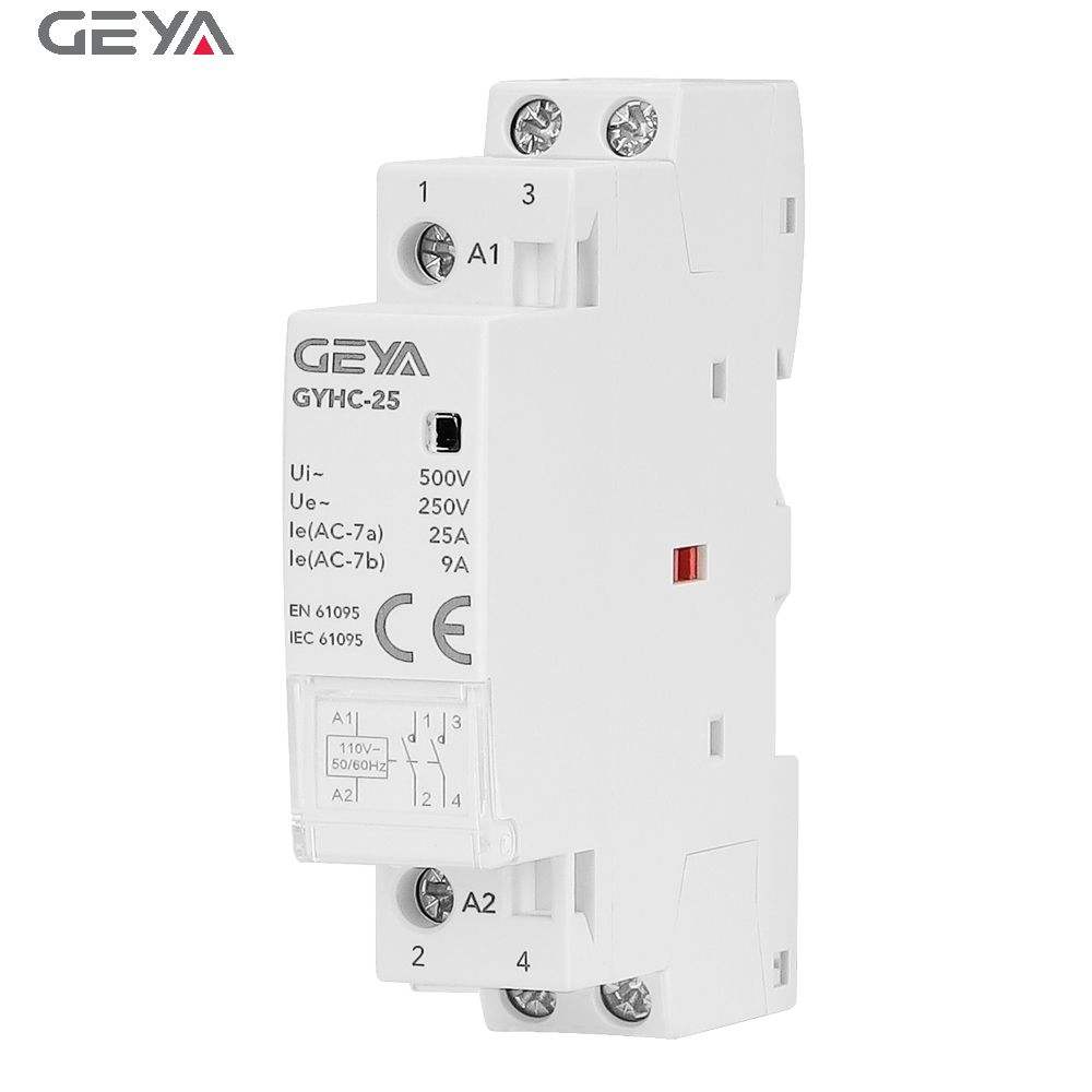GEYA Household AC Contactor Electrical Rail Mounted Contactor Modular 220V 25A 2P 2NO 50/60Hz