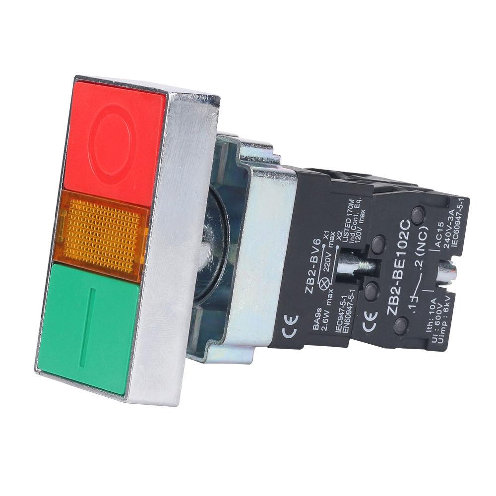 GEYA 22mm 30*55mm Double Head Push Button Switch with Indicator Light