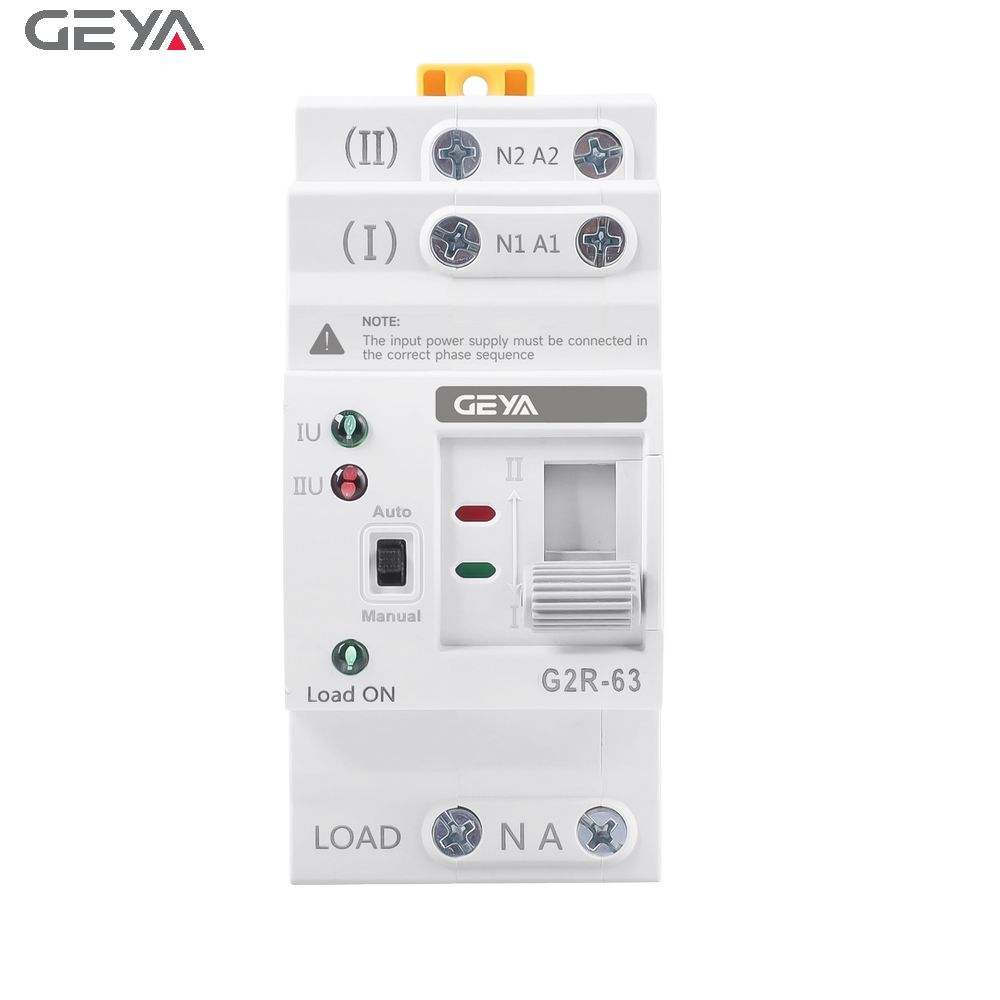 GEYA G2R 50A 2p Ats Dual Ats Automatic Transfer Switch Changeover Switches Din Rail Type to Generator Ats 63A Switch 230V AC