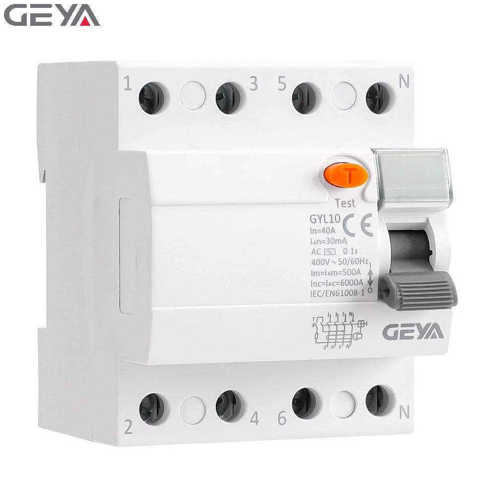 GEYA Wholesale GYL10 3 Phase + N Earth Leakage Residual Current Circuit Breaker Good Price ELCB 10mA 30mA 100mA 300mA 500mA