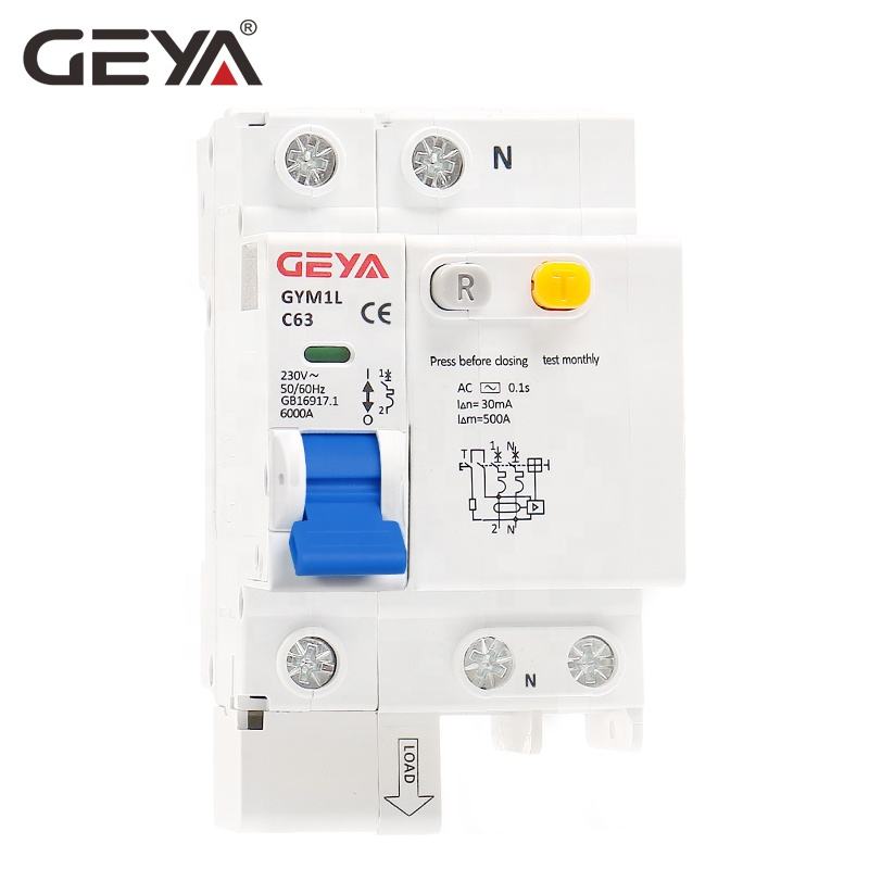 GEYA GYM1L 63A RCBO Leakage Current Protection Switch 1P+N 16amp Single Pole RCBO Electronic MCB + RCD