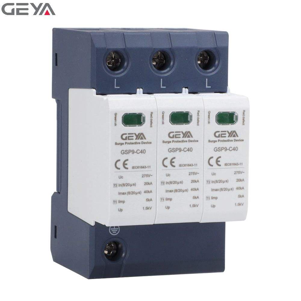 GEYA GSP9-C40-3P-40KA Din Rail Mounted Class B 60KA Lightning Arrester SPD protection AC Surge Arrester Prices