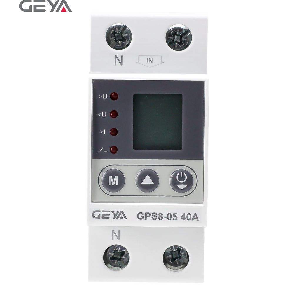 GEYA Digital Display Over Under Adjustable Voltage Current Protector Auto Recovery 40A 50A 63A 80A Electric Current Protector
