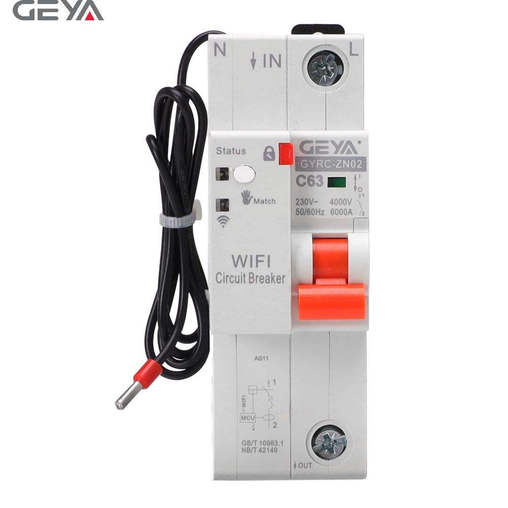 GEYA GYRC-ZN02 1P/20A TUYA System Remote Control Wireless Smart 20 Ampere Wifi Mcb Circuit Smart Breaker Switch