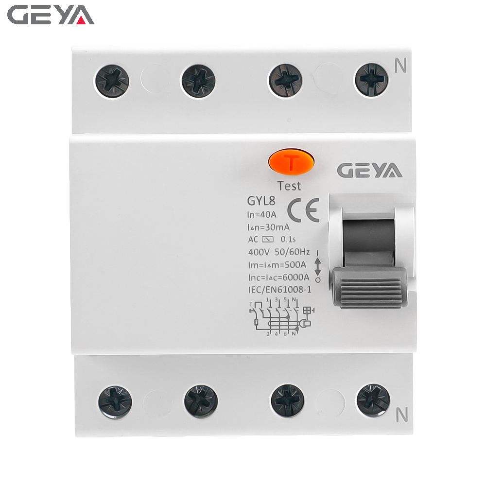 GEYA GYL8 High Quality 3P+N ELCB RCCB RCBO RCD 63AMP Circuit Breaker Electronic & Magnetic IEC61009 RCCB
