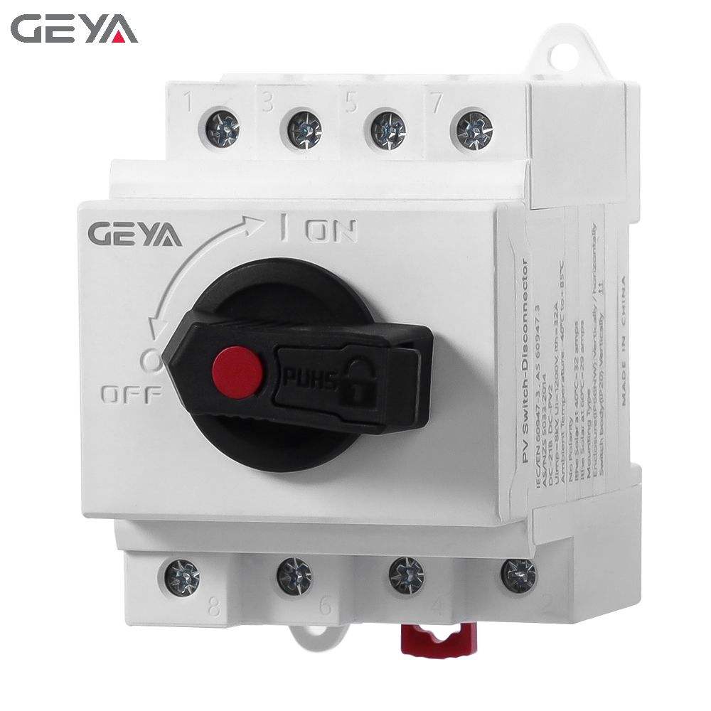 GEYA GDSC100R-DB32R Din Rail IP66 Solar PV Dc Disconnect Switch 20a Isolator Switch 1200V 1000V  for DC Application