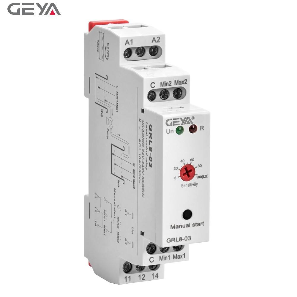 GEYA GRL8-03 AC/DC24V~240V Liquid Level Control Relay Tanks Water Level Relays for Steam Float Level Controller Relay