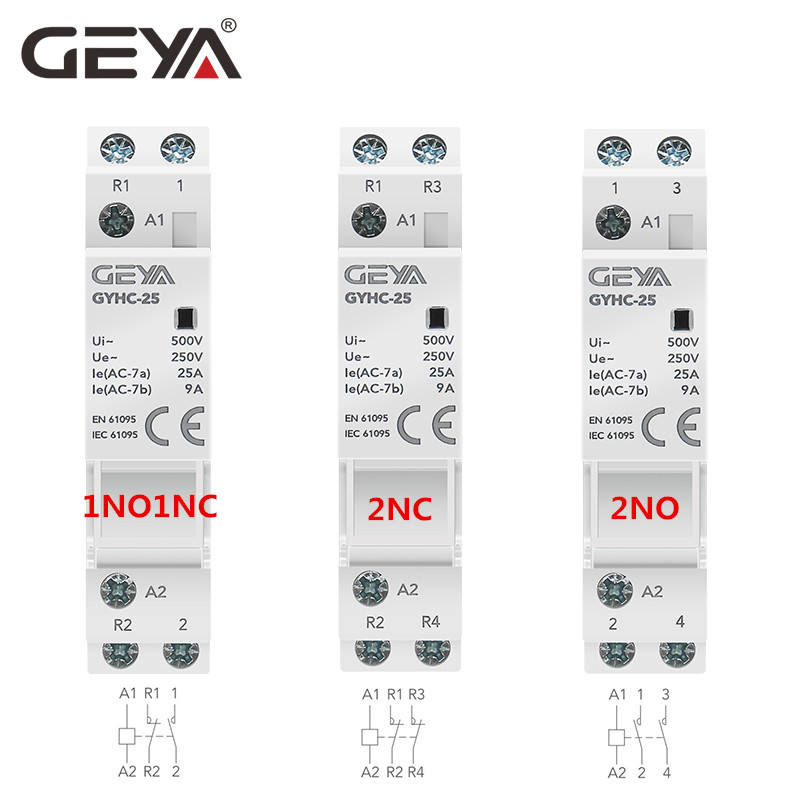 GEYA GYHC-16 2P 1NO1NC 220V 16A Household Modular Contactor AC Din Rail Type