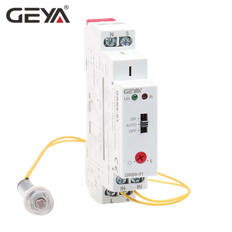 GEYA GRB8-01 Din Rail Twilight Switch Photoelectric Timer Light Sensor Relay AC110V-240V Auto on OFF