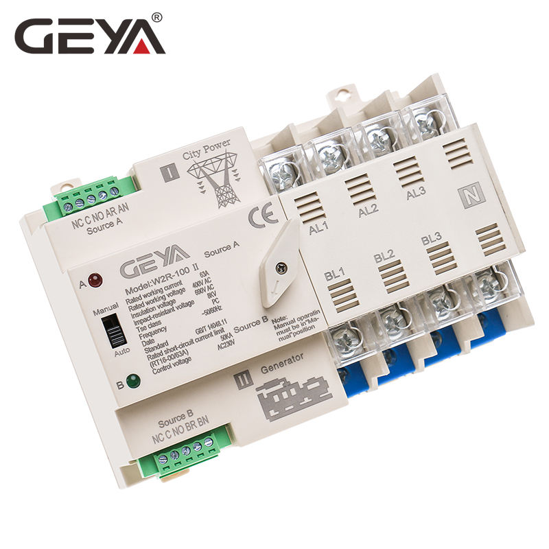 GEYA Double Power Automatic Transfer Switch 4P 63A 100A 50/60Hz Modular ATS Dual Power Automatic Transfer Switch