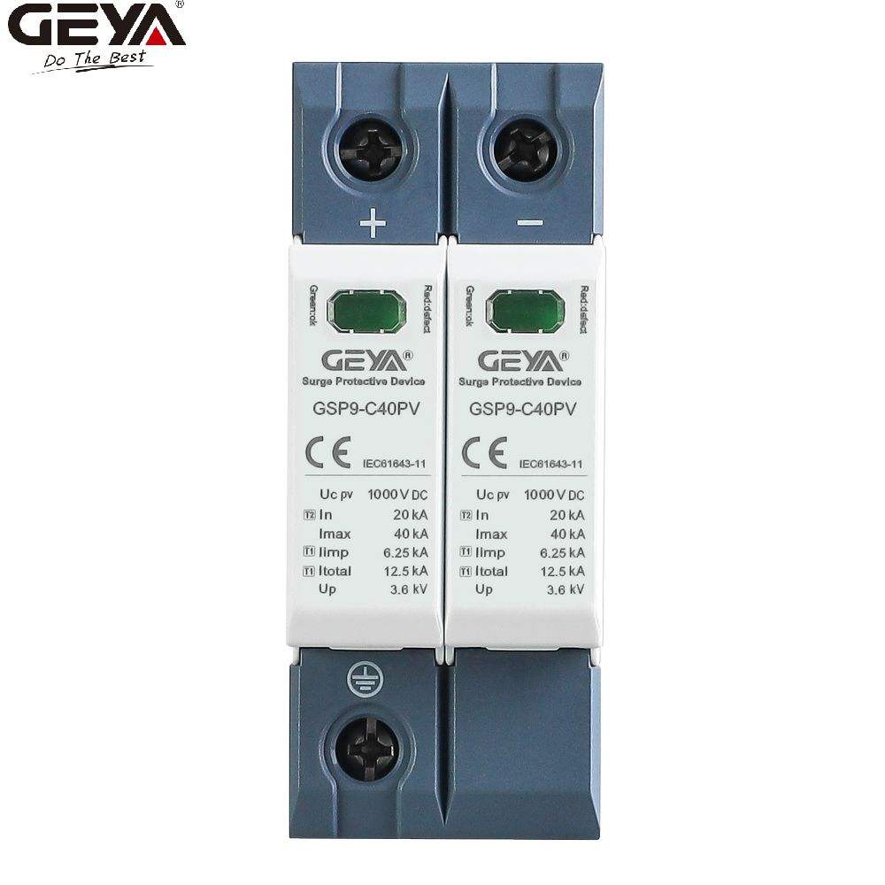 GEYA GSP9-C40PV 40KA 2P 1000VDC Dc  Surge Protective Device 2 Poles Dc DC SPD 2P 12V 20-40KA Surge Arrester